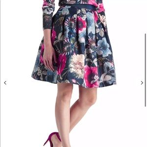 Ted Baker London Forwn Poppy Print Skirt, Navy